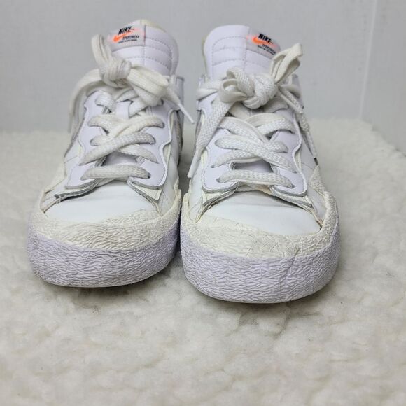 Nike Blazer × Sacai Men's Sneaker Size 10 Low Top Patent Leather DM6443-100 Shoe - Picture 2 of 11